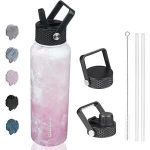 BJPKPK Insulated Water Bottles with 3 Lids- Blossom